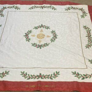 Vintage Waterford Mistletoe Holiday 55 x 58 Tablecloth Selling as is